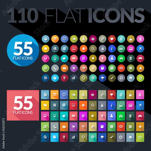 Set of flat icons for mobile app and web