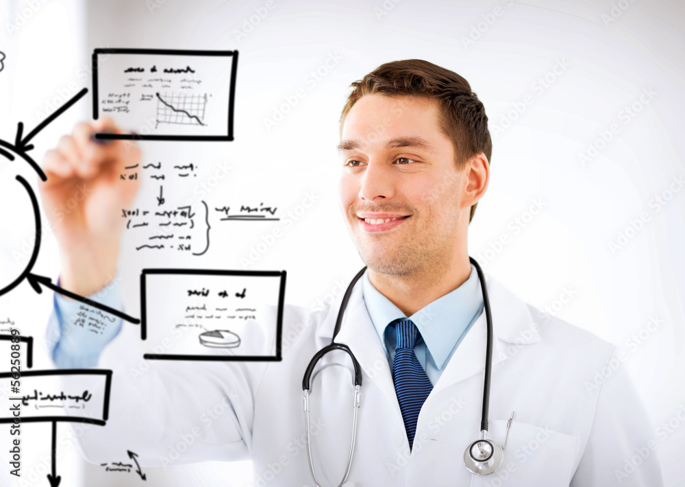 young doctor working with something imaginary young doctor working with something imaginary