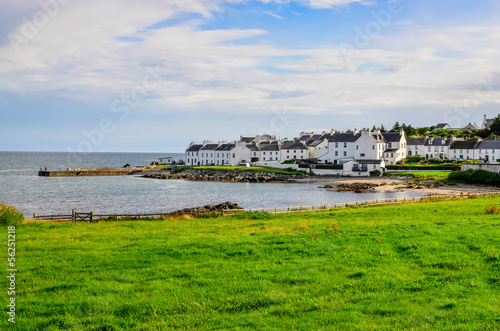 View of harbour and town Port Charlotte on Isle of Islay photo