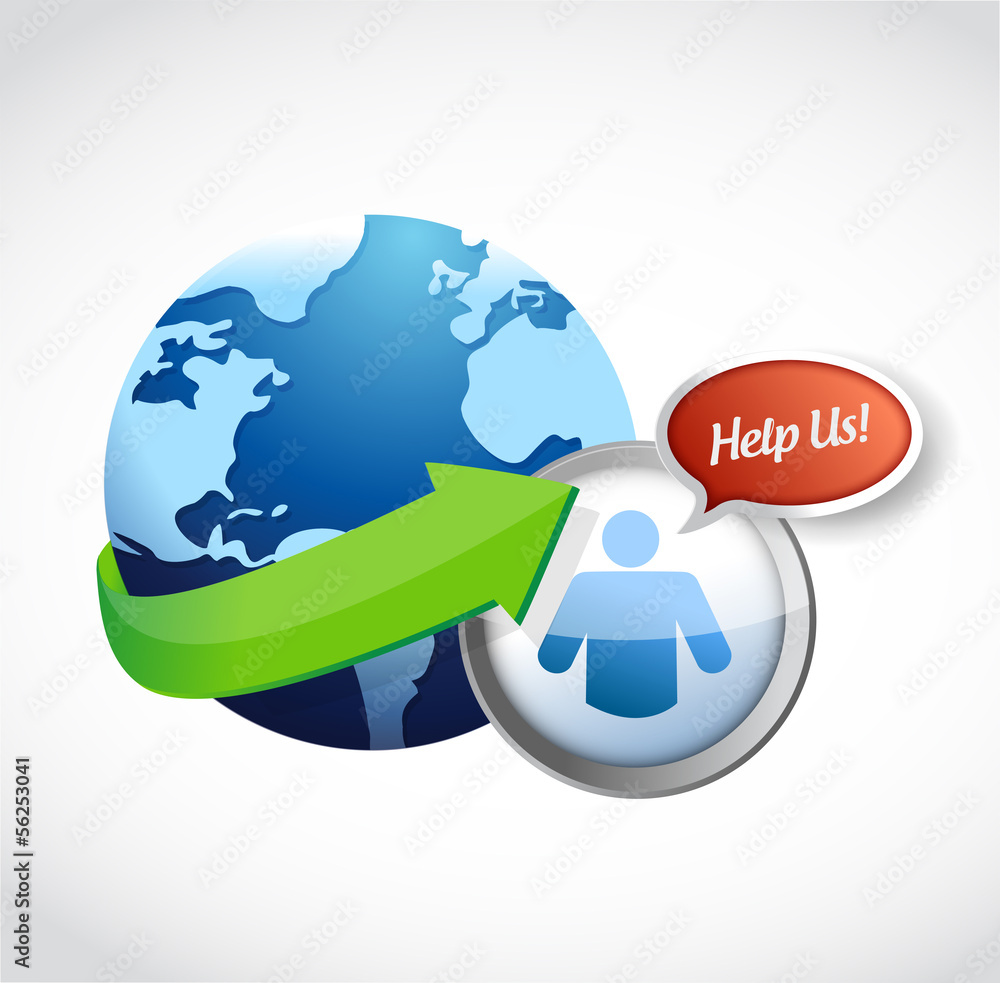 Naklejka premium help around the globe concept