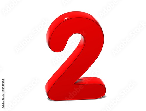 3D Set red number on white background photo