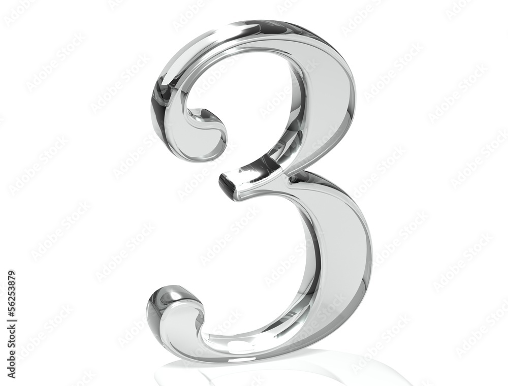 3D Set Silver Number on white background 3D Set Silver Number on white background