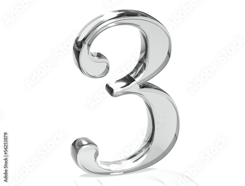 3D Set Silver Number on white background photo