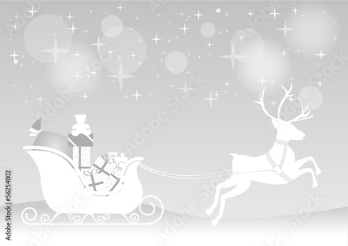 Noël - renne et son  traineau plein de cadeaux