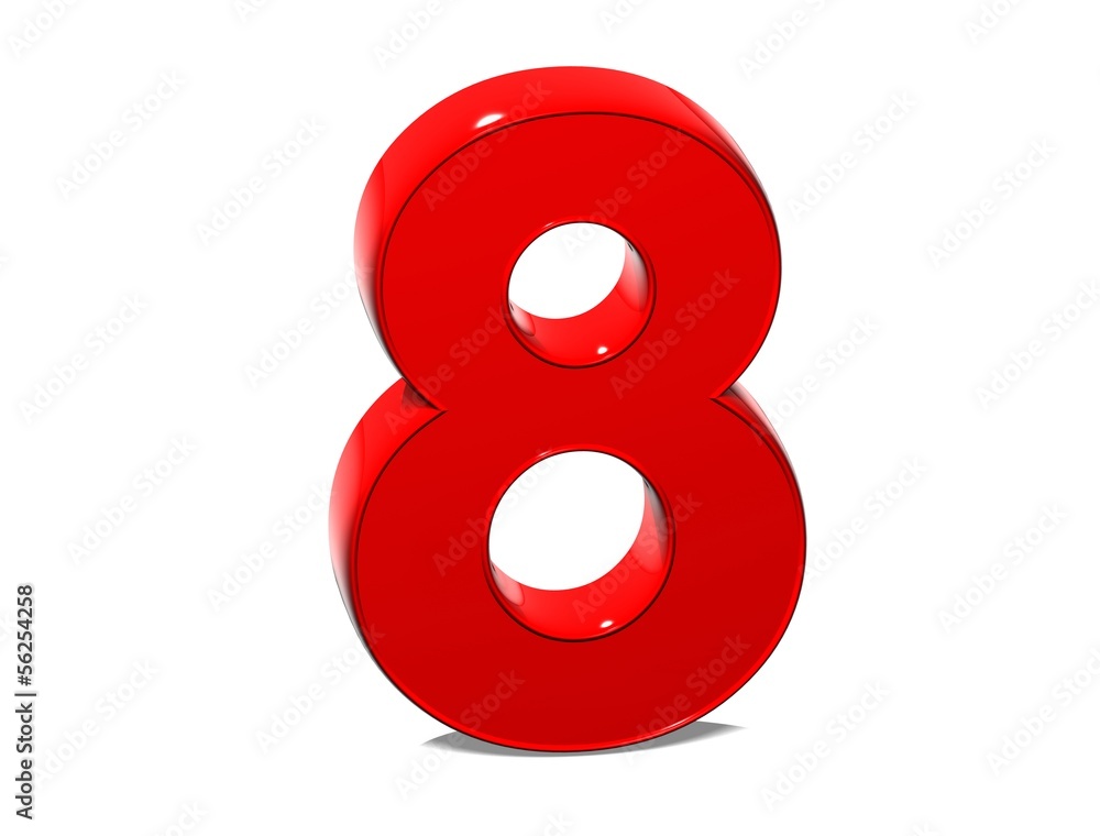 3D Set red number on white background 3D Set red number on white background