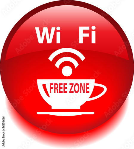 Красная иконка с изображением чашки кофе и Wi Fi