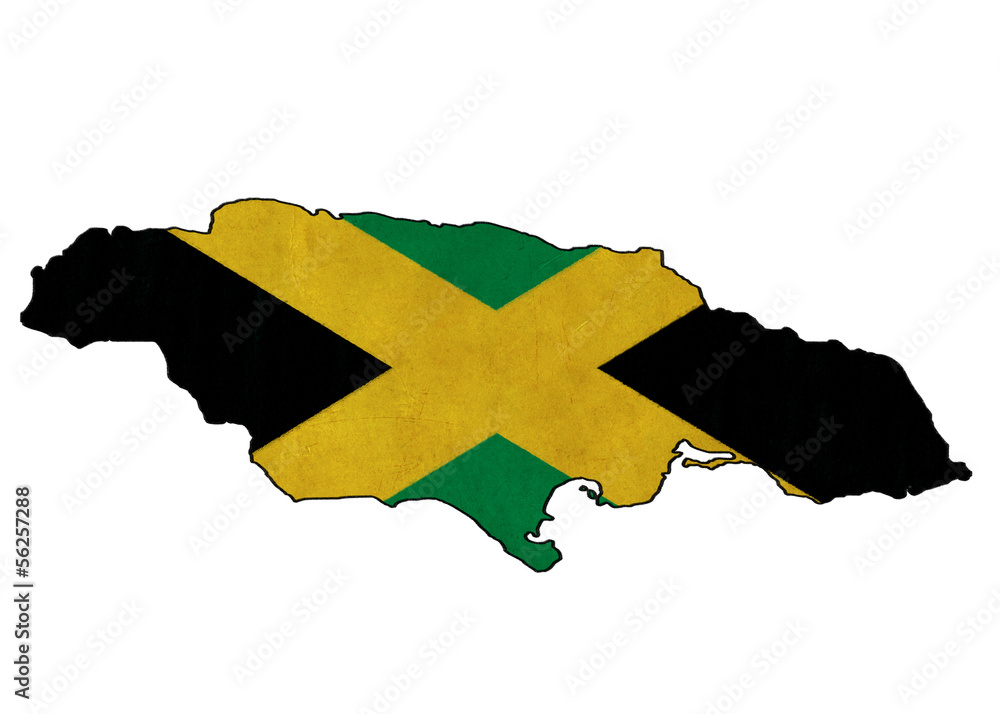 Jamaica map on Jamaica flag drawing Stock Illustration Adobe Stock