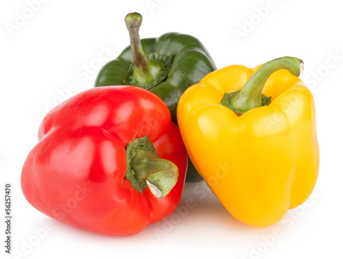 Fotobehang colorful bell peppers isolated on white background