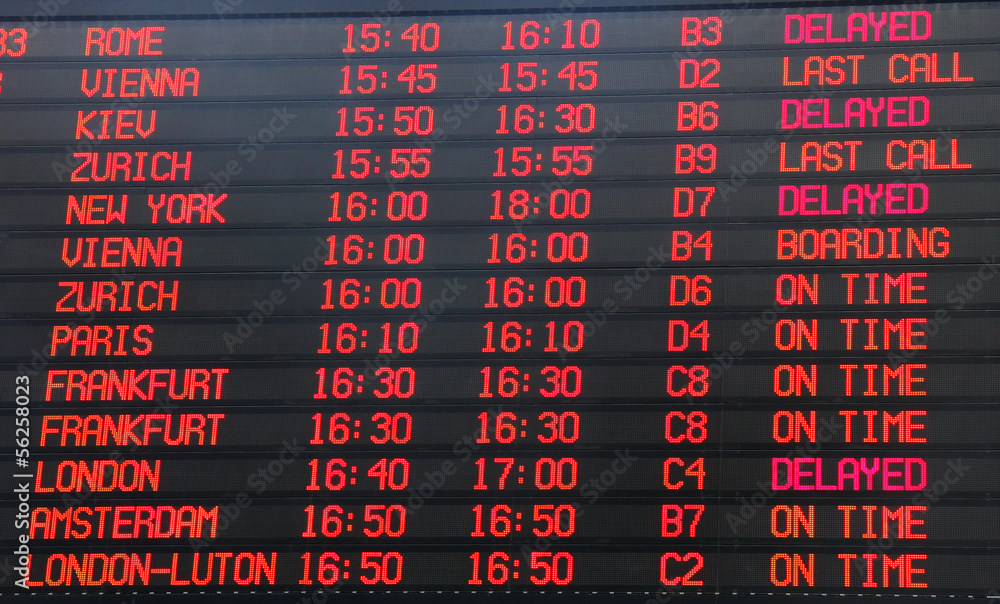 Flights departure information timetable Flights departure information timetable