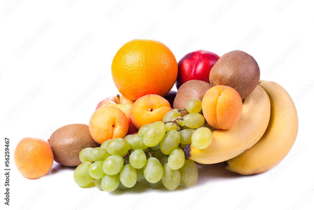 Collection fruits and vegetables isolated on a white background. Collection fruits and vegetables isolated on a white background.