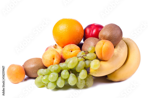 Collection fruits and vegetables isolated on a white background.
