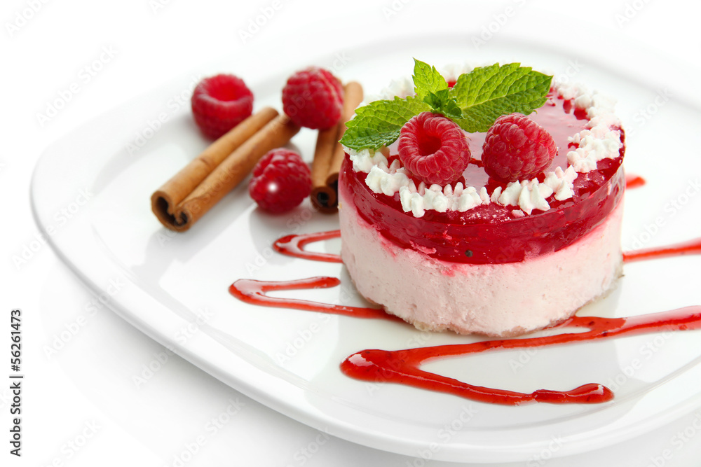 Delicious berry cake isolated on white