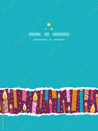 Vector colorful birthday candles vertical torn seamless pattern