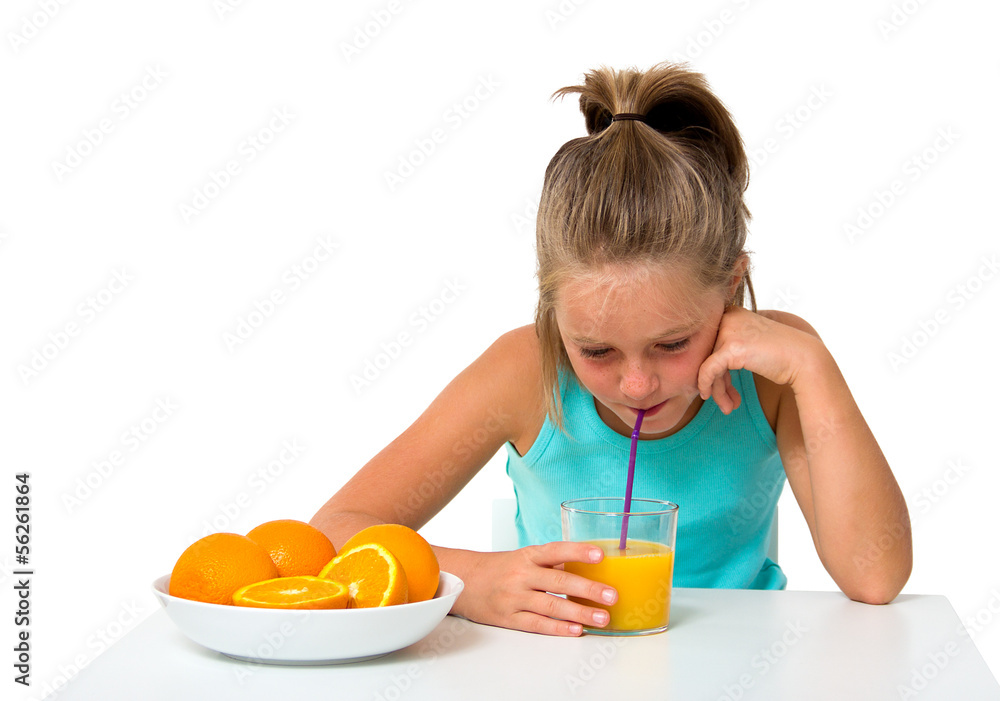 little girl with glass of orange juice little girl with glass of orange juice