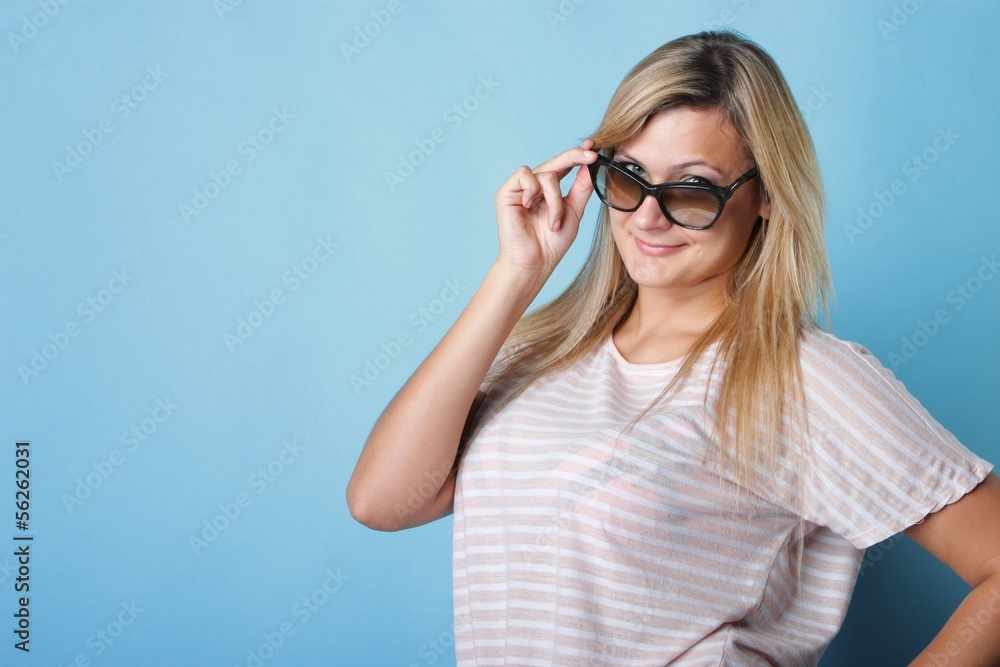 blonde girl plus size with sunglasses blonde girl plus size with sunglasses