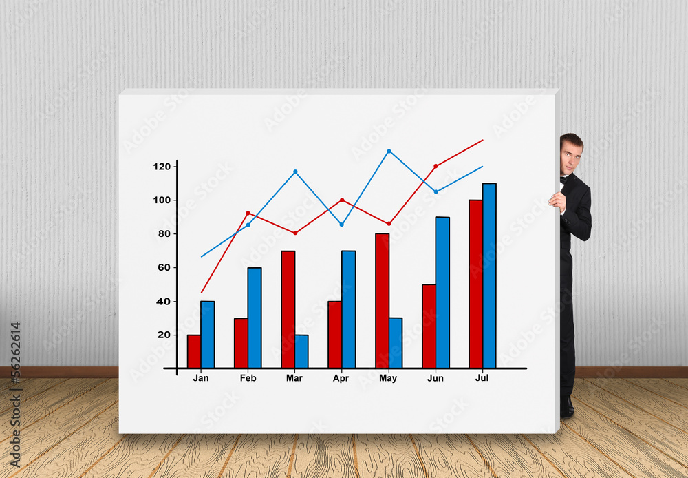 businessman and pie chart businessman and pie chart
