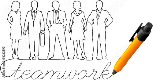 Drawing business team work people