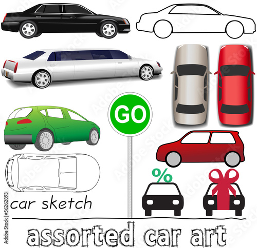 Car symbols auto transportation set