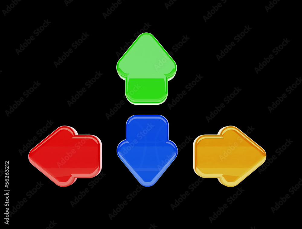 colorful 3d agame arrows isolated with clipping path colorful 3d agame arrows isolated with clipping path