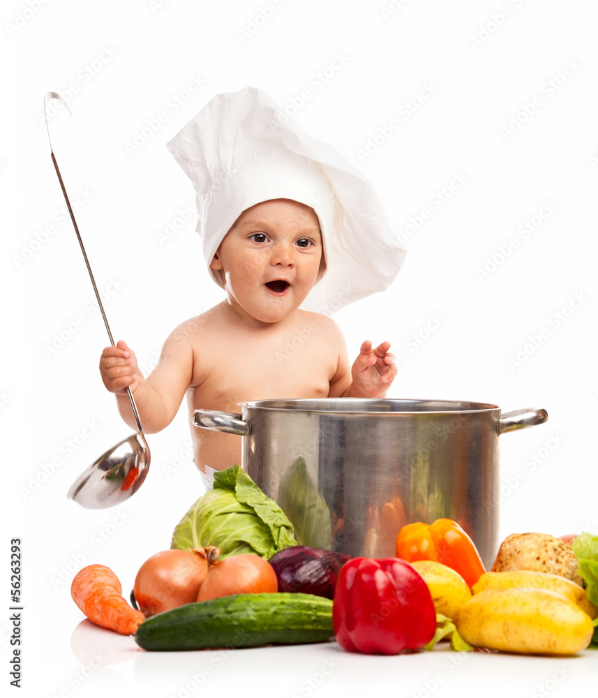 Happy little boy in chef's hat Happy little boy in chef's hat