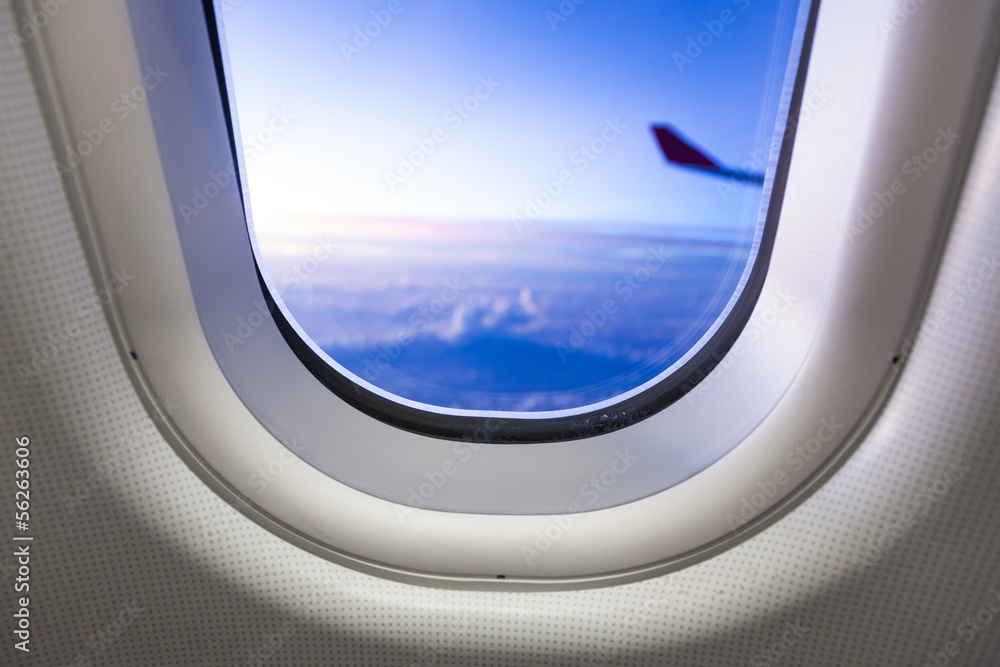 Sky as seen through window of an aircraft Sky as seen through window of an aircraft