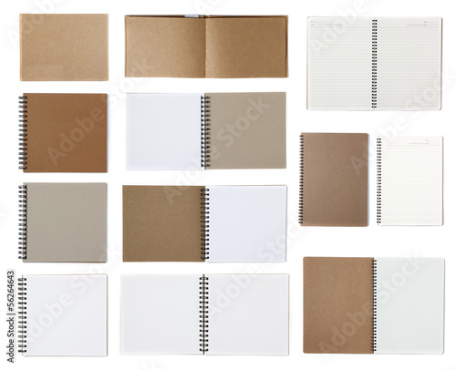 Notebook paper isolated on white background photo