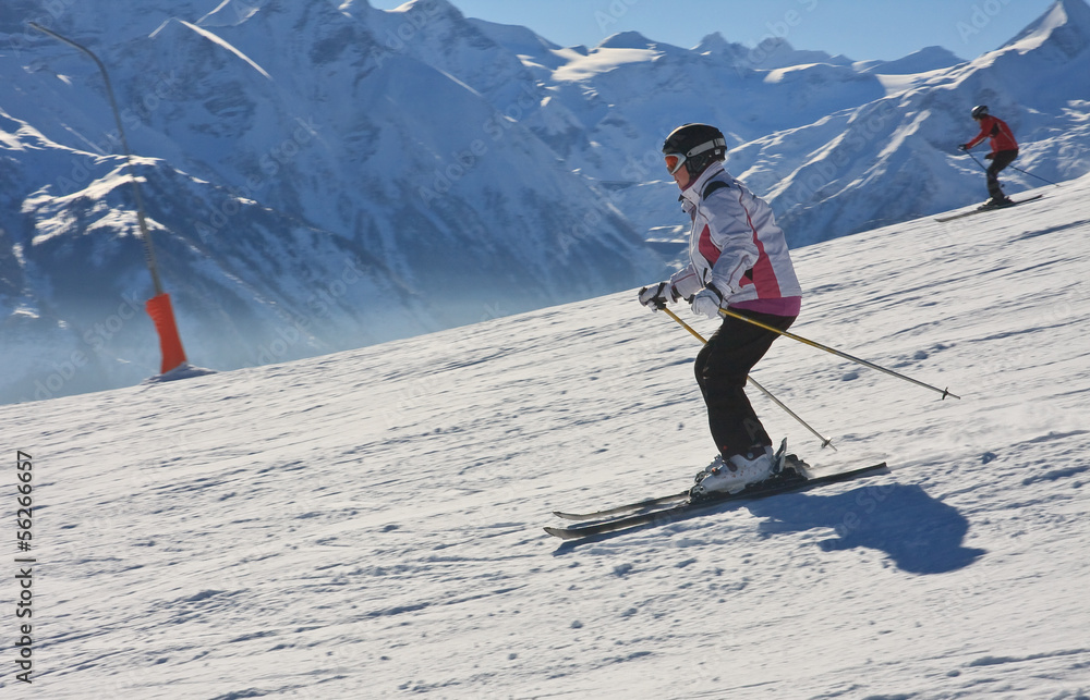 Skier on the slope ski resort Zell am See, Austrian
