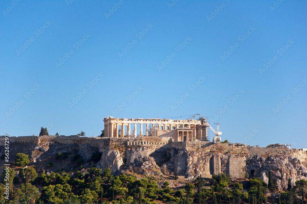 Panoramic view of the Acropolis of Athens. Greece.
