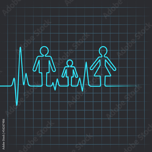Heartbeat make family icon vector illustration