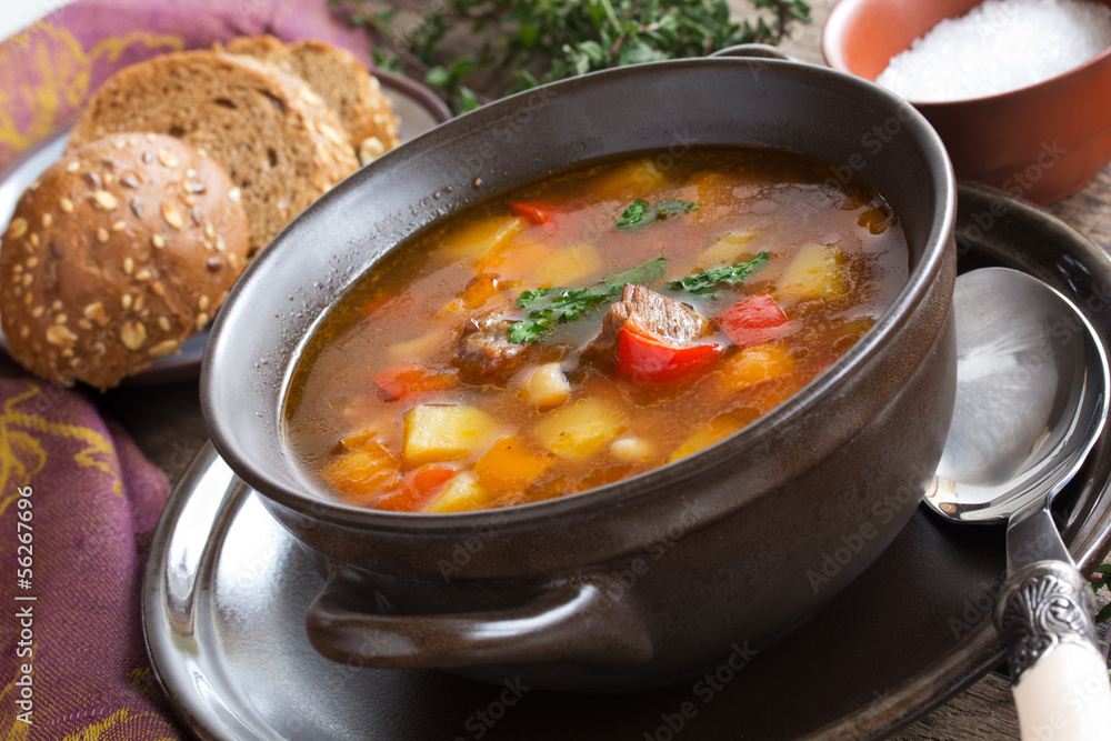 Soup with beans and vegetables.