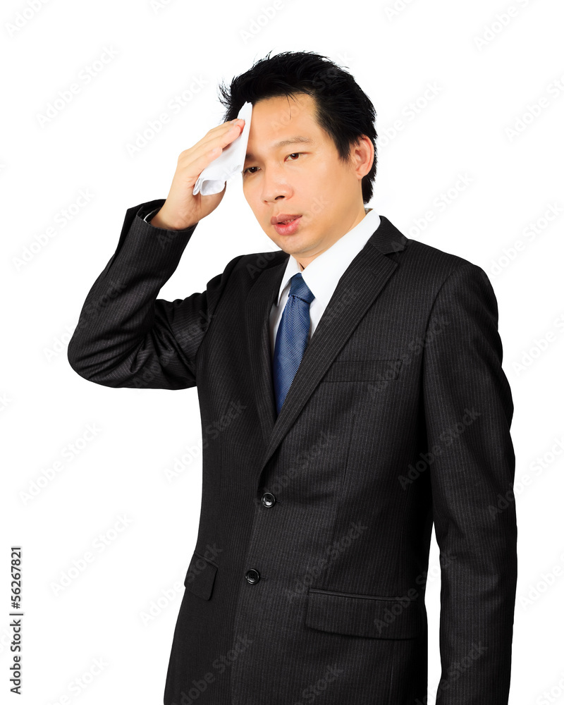 Isolated middle age Asian business man on white Isolated middle age Asian business man on white