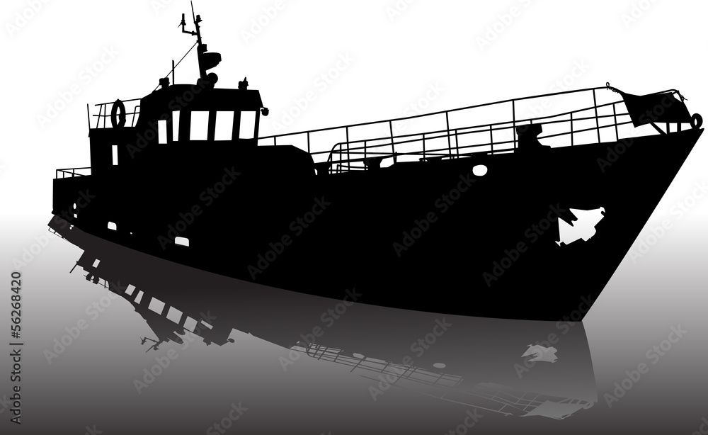 Obraz premium Vector illustration of silhouette of the sea ship