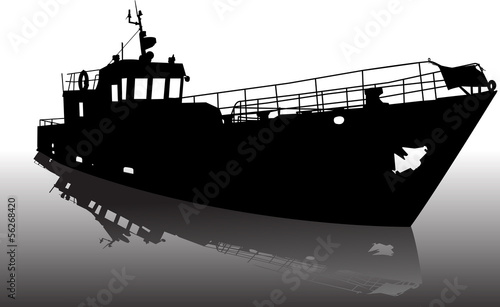 Vector illustration of silhouette of the sea ship