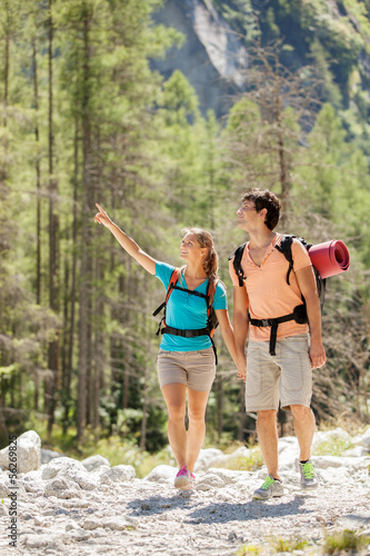 Couple is doing trekking in the mountains