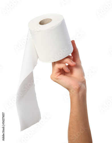 Hand holding toilet paper