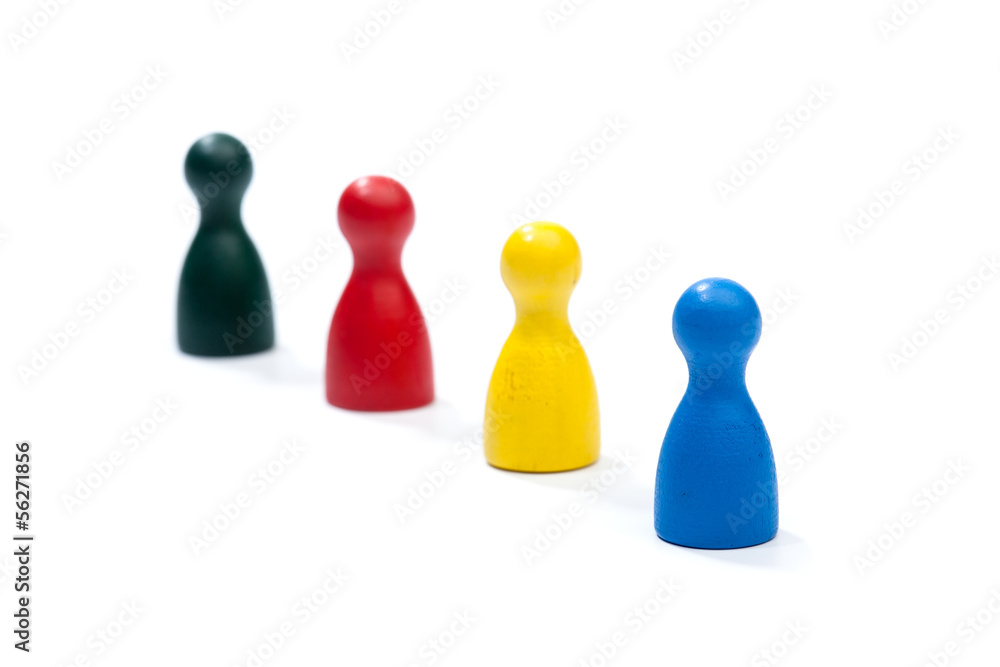 Row of multi colored play figures Row of multi colored play figures