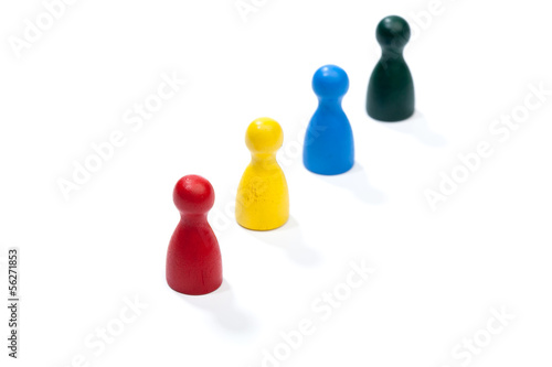 Row of multi colored play figures