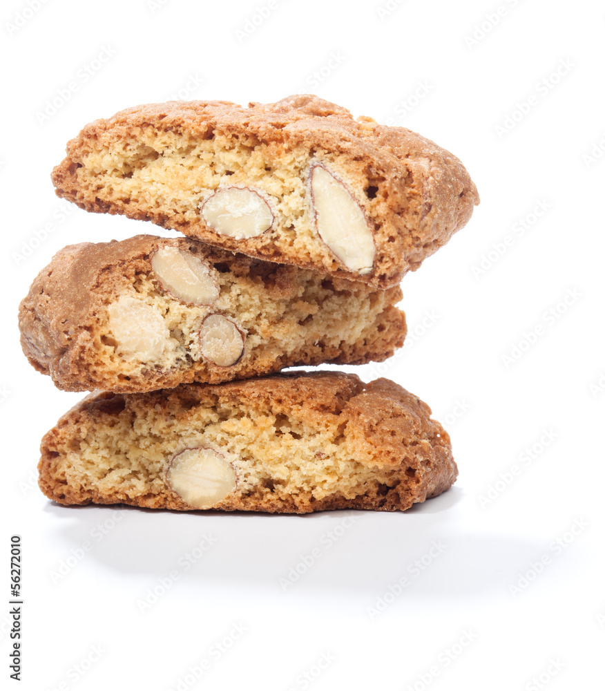 Stack of cantuccini cookies with almond Stack of cantuccini cookies with almond