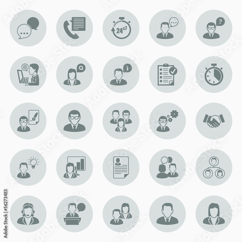 Icons about business people working in office