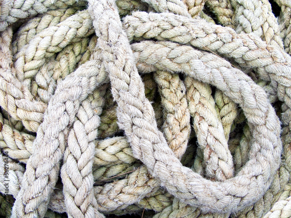 pile of used and old thick ship ropes pile of used and old thick ship ropes
