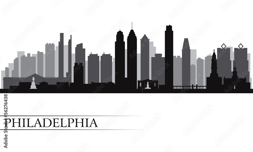 Philadelphia city skyline detailed silhouette