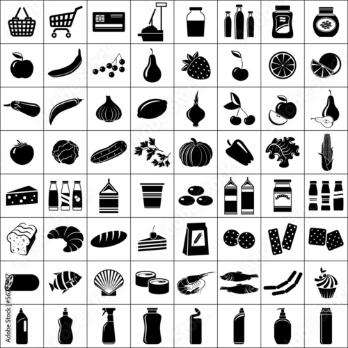 Set of supermarket symbols. Vector illustration