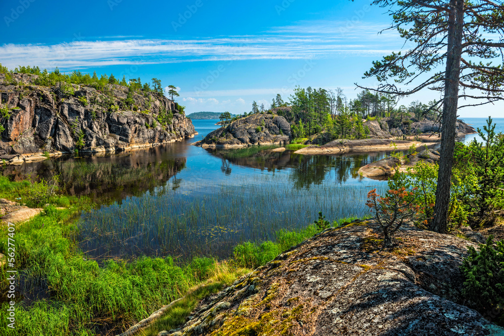 rocky islands of Ladoga lake - obrazy, fototapety, plakaty 