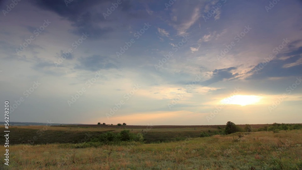 Movement of the clouds on the mountain. Village Belokuzminovka, Movement of the clouds on the mountain. Village Belokuzminovka,