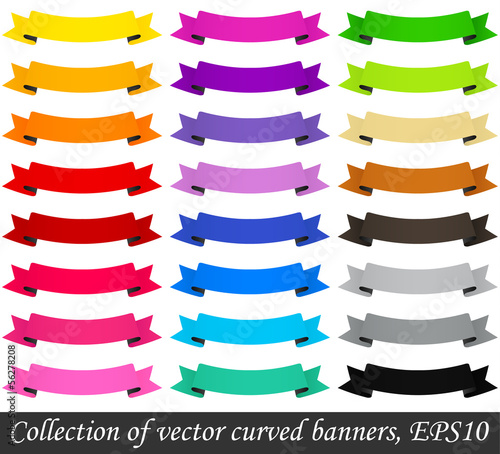Collection of curved banners in each color 2, EPS 10