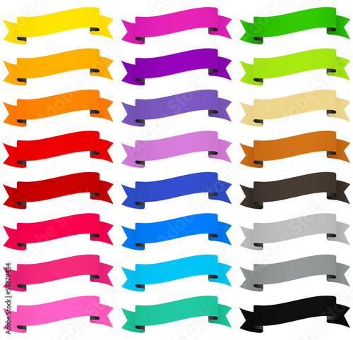 Collection of curved banners in each color 3, EPS 10