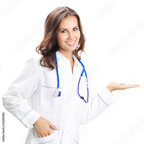 Doctor showing something  isolated
