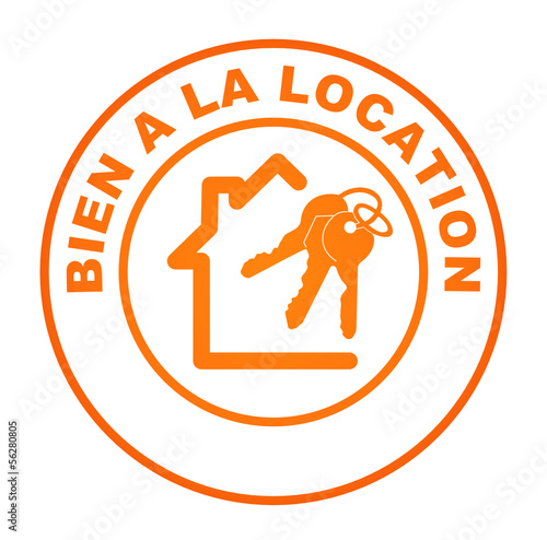 bien à la location sur bouton web rond orange