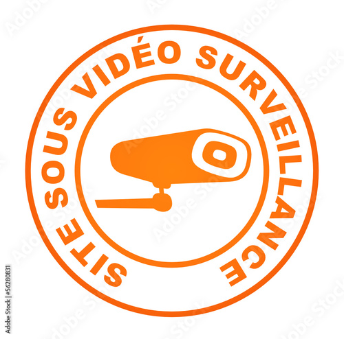 site sous vidéo surveillance sur bouton web rond orange