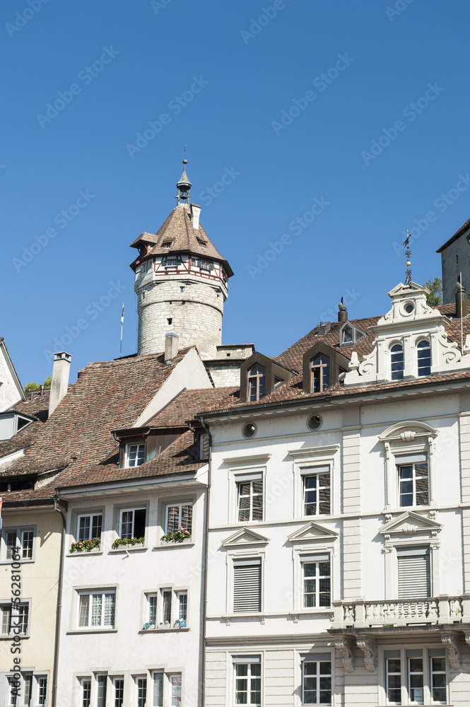 Schaffhausen, historische Altstadt, Munot, Rhein, Schweiz
